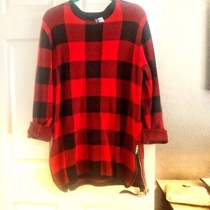 H&M Red and Black Plaid Sweater